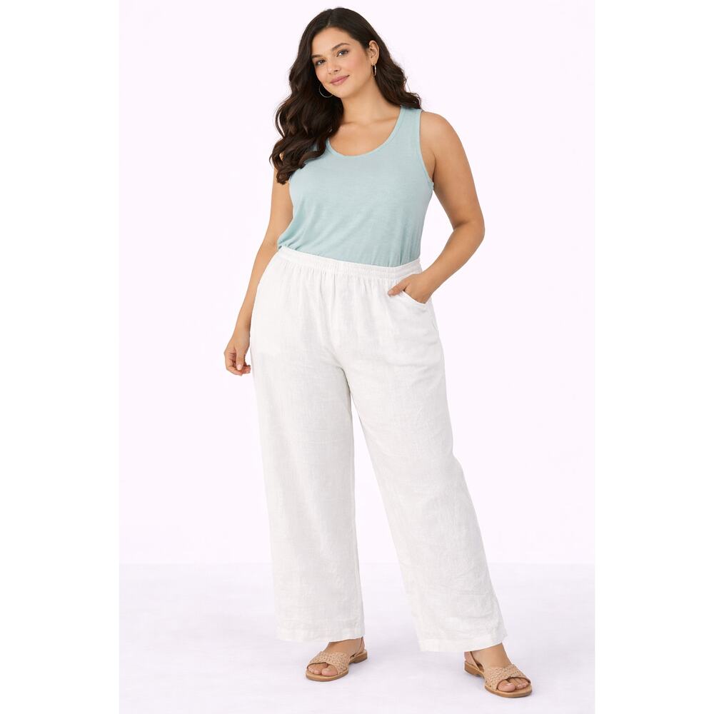 Encore by Idina Menzel Women’s Medium White Cotton Wide Leg Lounge Pants NWOT